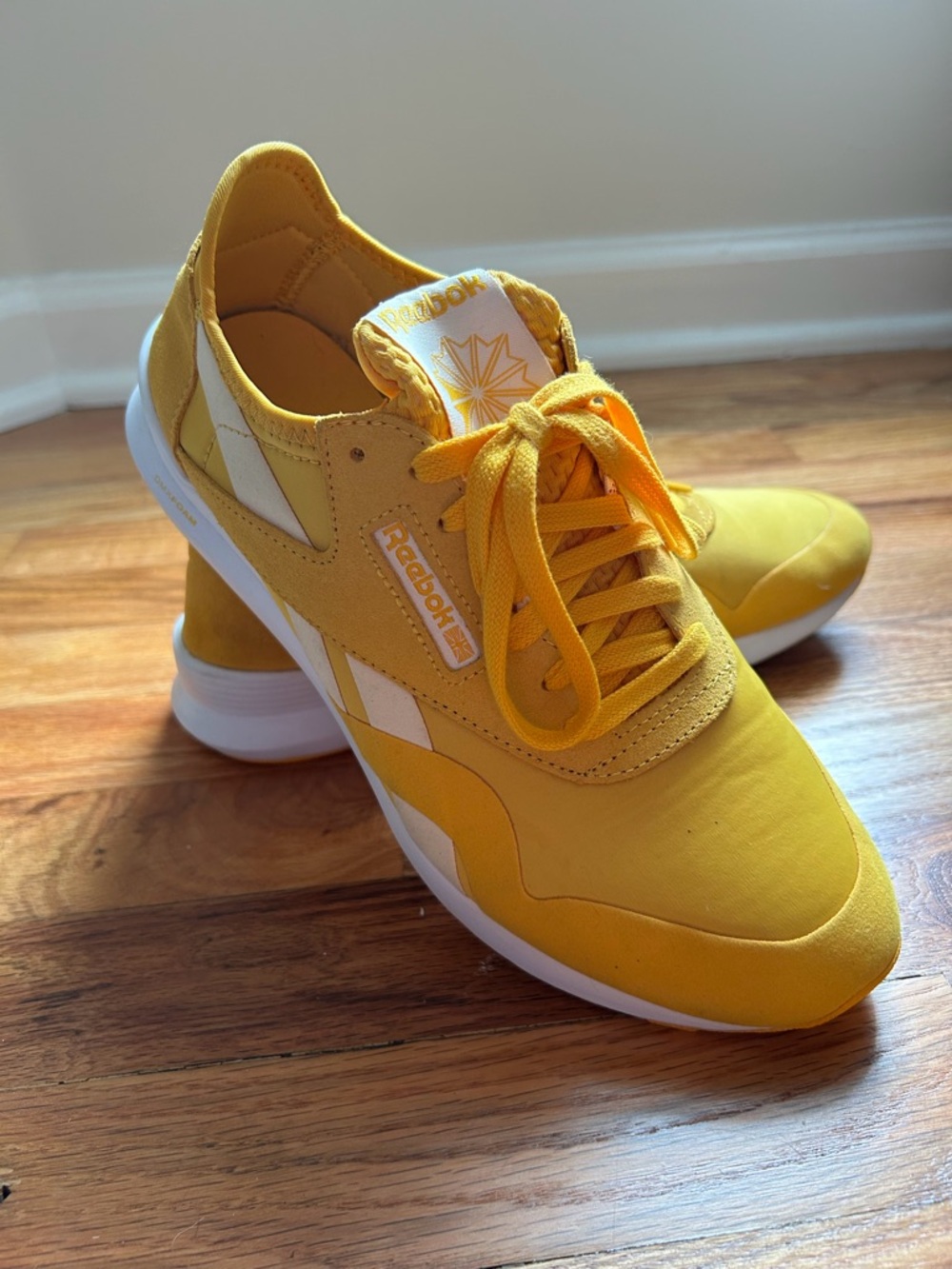 Reebok Yellow and White Low-Top Sneakers